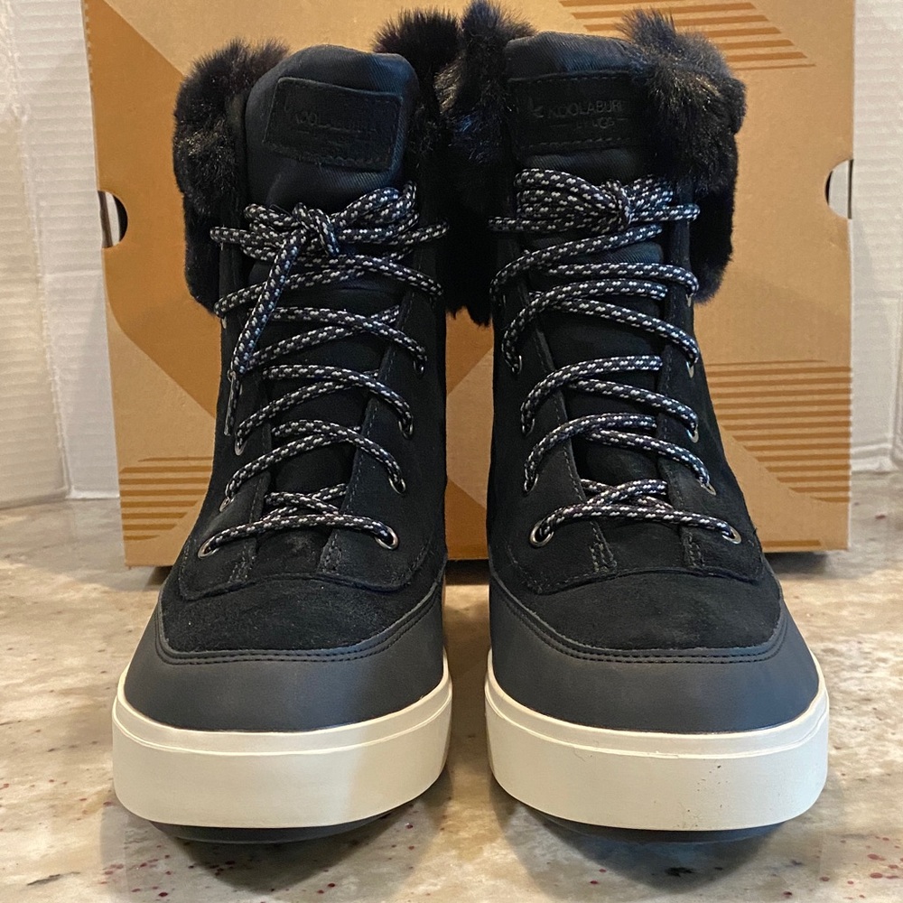 Koolaburra Black Rhanna Water-Proof Rain Boots with Suede Upper